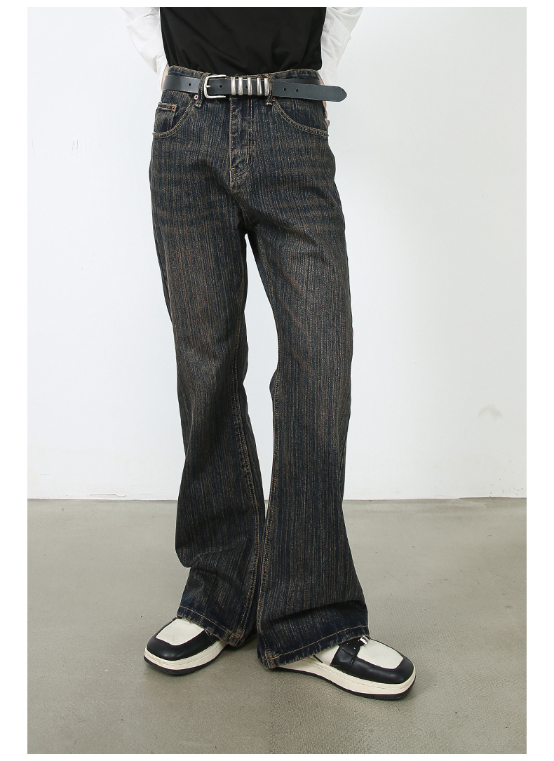 American Retro Slightly Flared Pu Handsome Jeans