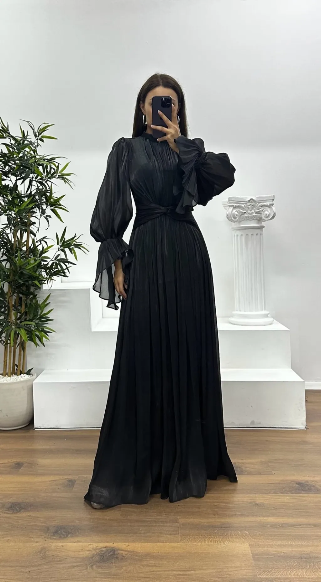 French Elegant Waist-wrapped Dress - Black