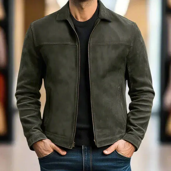Men's Lapel Casual Trendy Leather Jacket