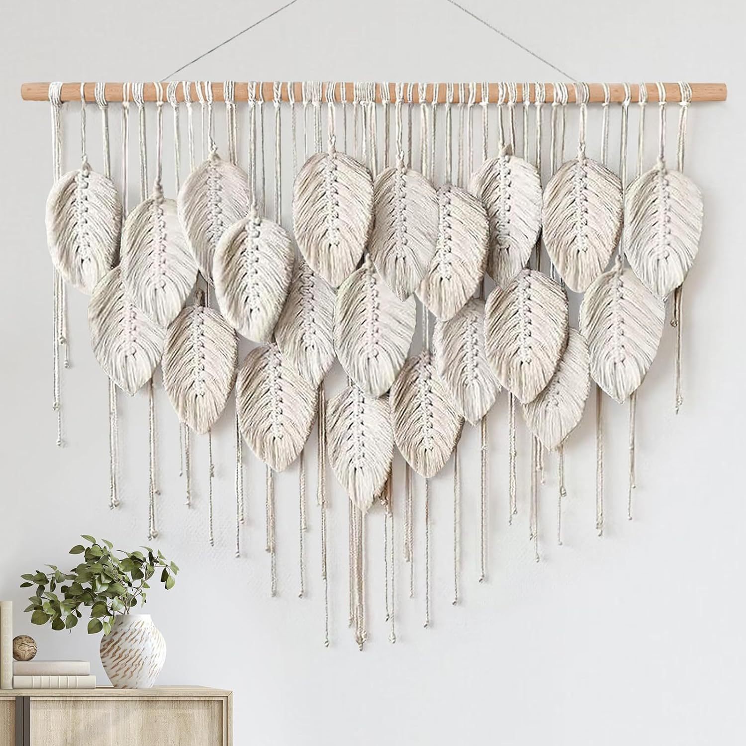 Handwoven Leaf Tassel Wall Hanging, picture 2 of 12