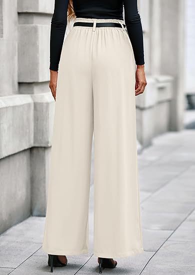 Women's pleated pants – black colorway styled with blazer for office look