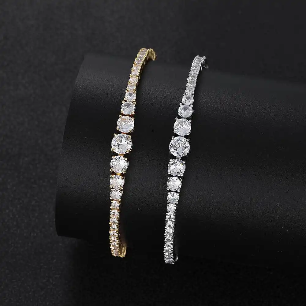 Gradient Tennis Chain Size Zircon Bracelet Hip Hop Advanced Sense