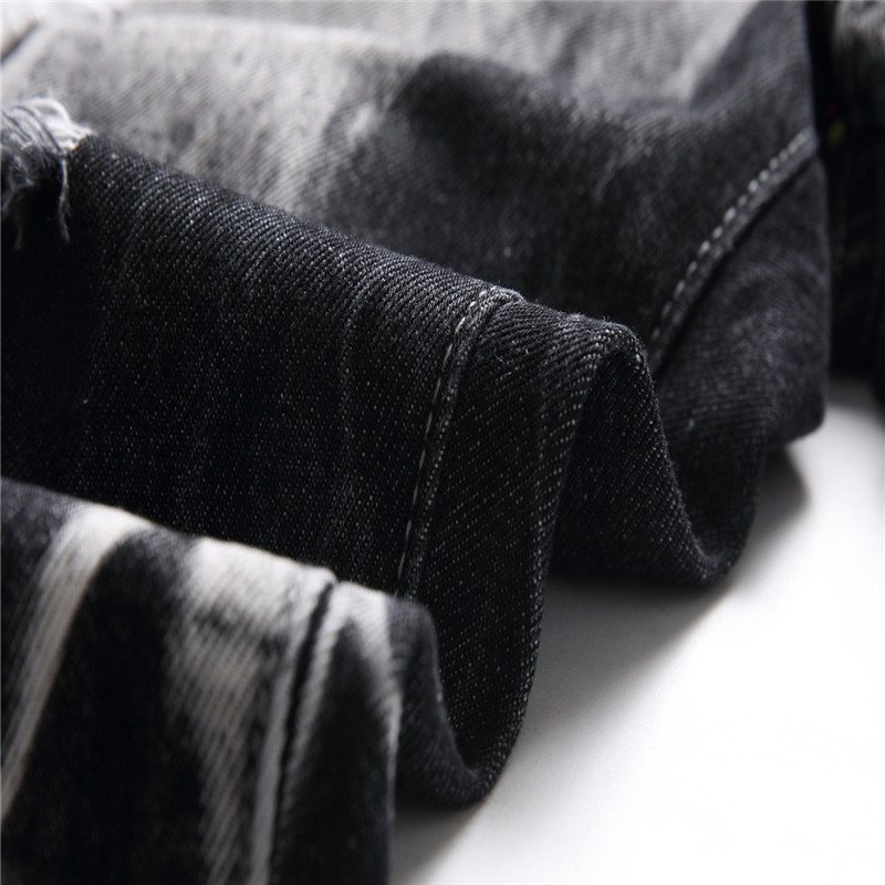 Men's Plus Size Straight Ripped Multi-craft Casual Trousers