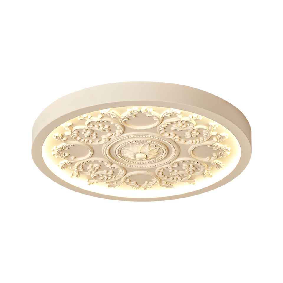 Cream Ceiling Carved Design Ceiling Lamp - Image 2