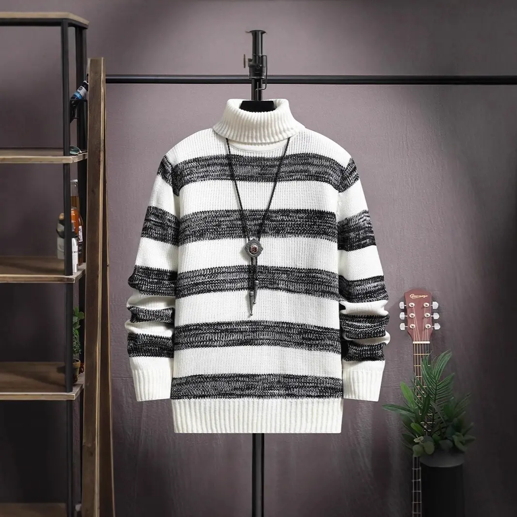 Men's Sweater Base-Layer Color-Block Casual Knit Top
