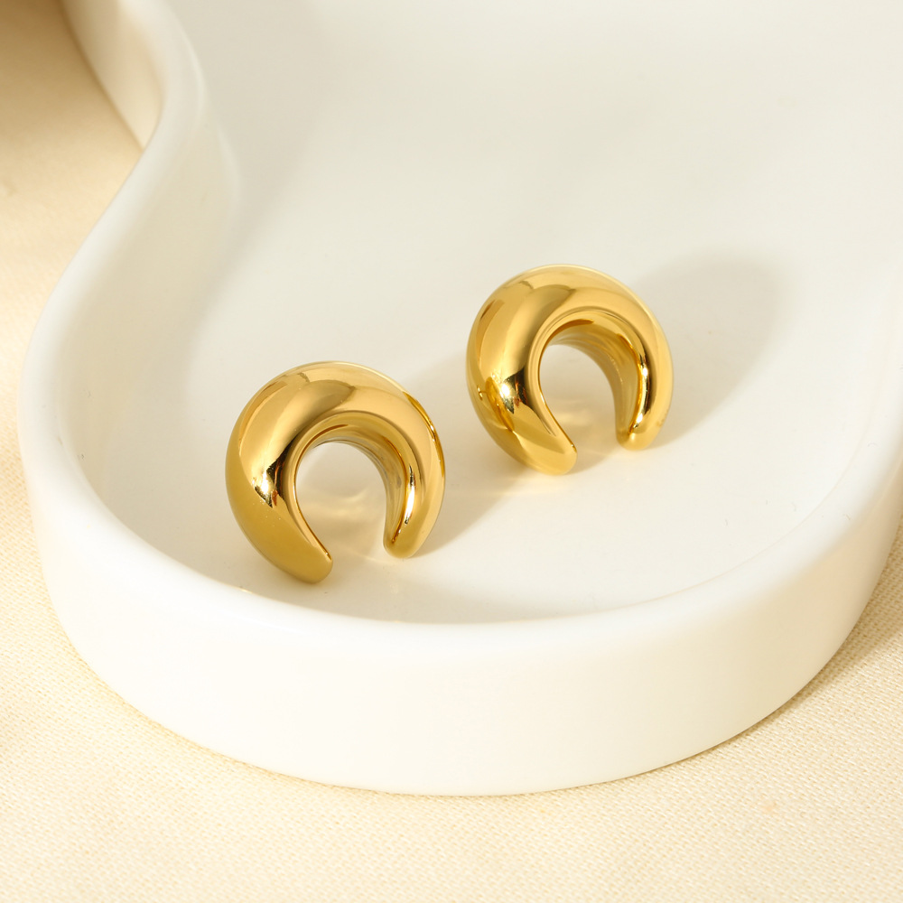 Cross Border INS Style Geometric Stainless Steel Studs High-grade 16k Gold-plated Earrings