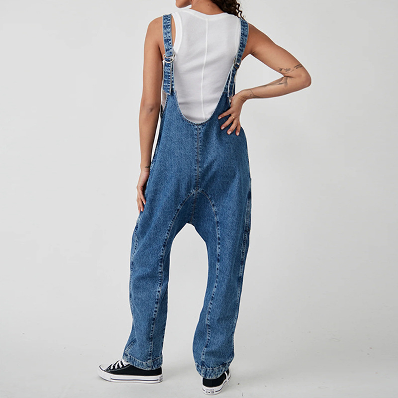 Women’s Adjustable Strap Denim Jumpsuit