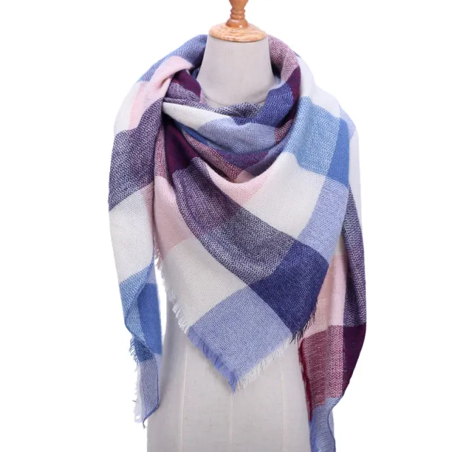 Autumn And Winter Artificial Cashmere Scarf High Density Triangular Binder Couple Plaid Scarf Warm Shawl 19 - Shop at LoveMi