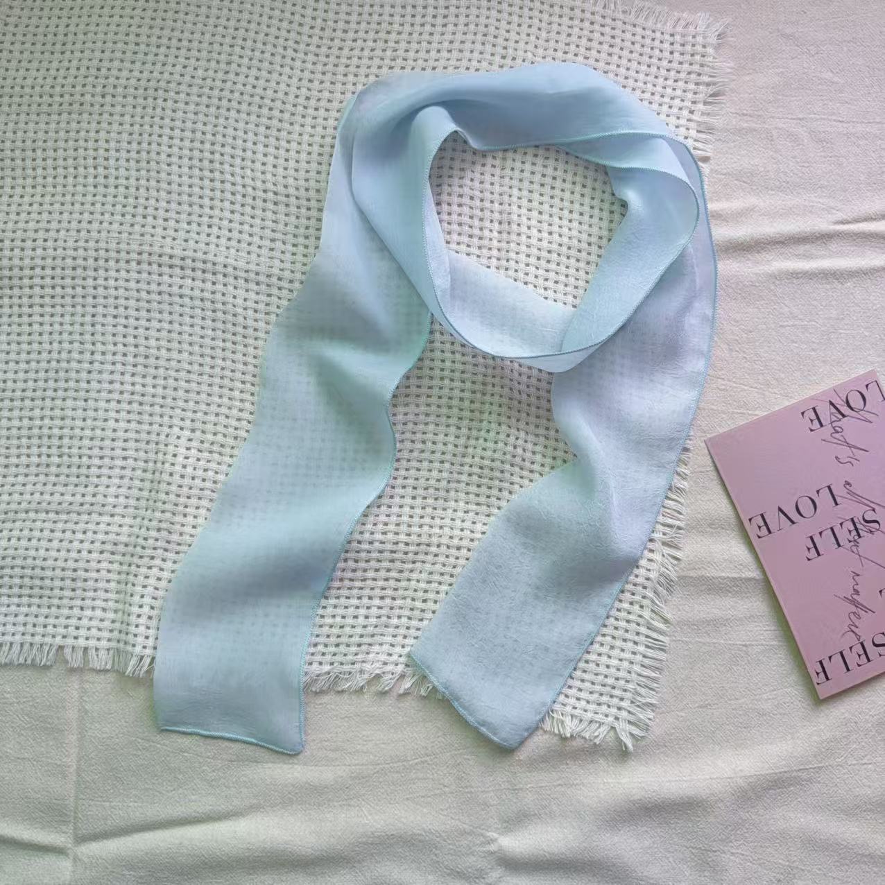 Solid-color Chiffon Long Scarf Bag Accessory