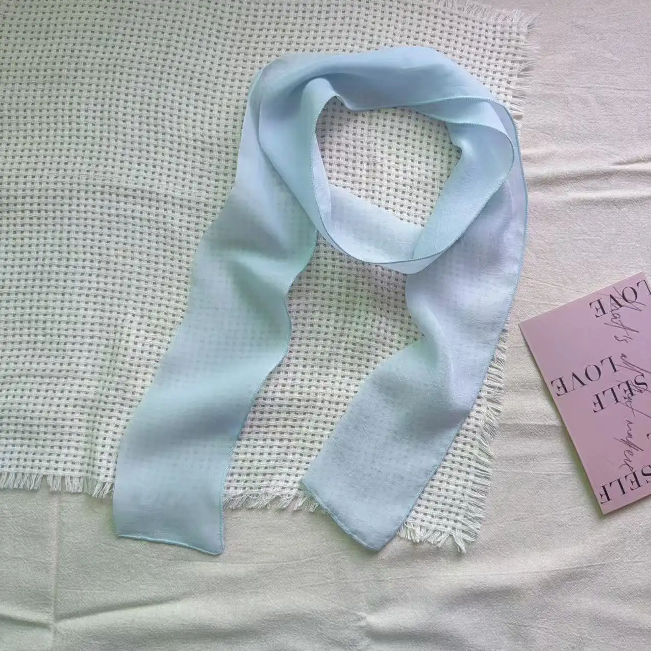 Solid-color Chiffon Long Scarf Bag Accessory