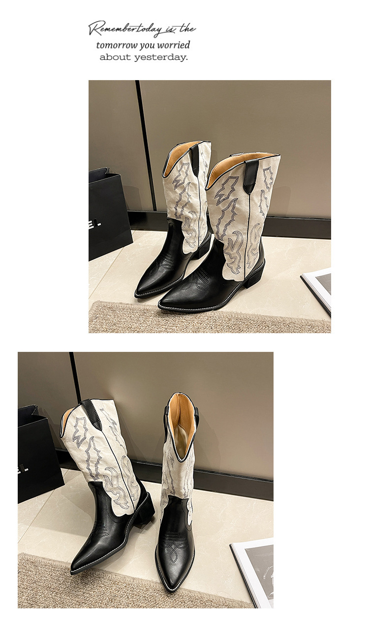 Embroidered Mid-Calf Boots — worn view 8