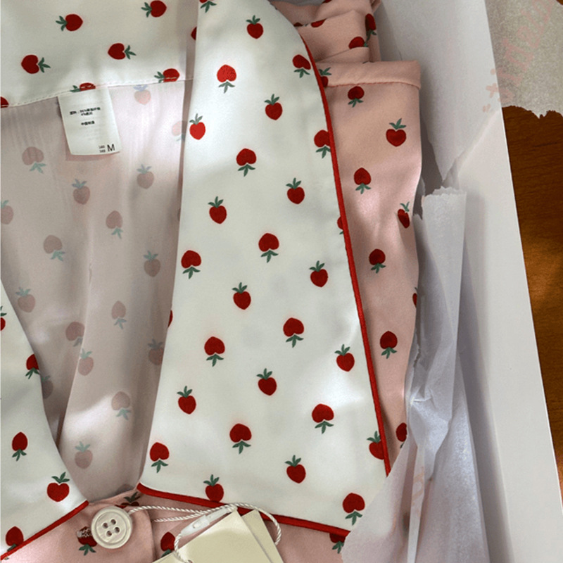 Ins Style Red Berry Homewear Pajamas Women's Thin