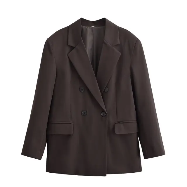 Autumn New Double breasted Retro Women's Suit Metal Buckle Belt Culottes Coat - Shop at LoveMi