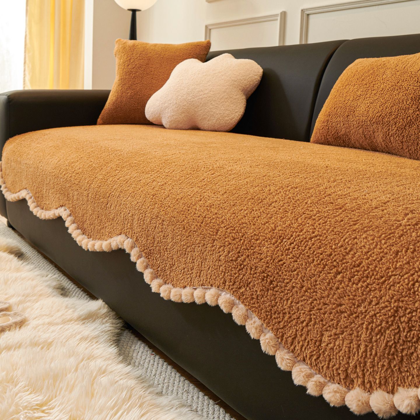 Fleece-lined Extra-thick Plush Sofa Cover
