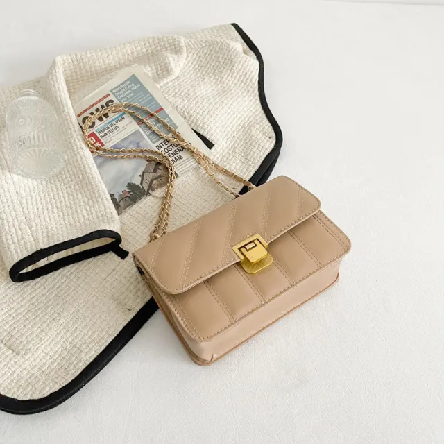 Niche Texture Western Style Shoulder Messenger Bag Small Square Bag Khaki - Shop at LoveMi