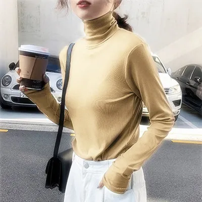 Women's Autumn And Winter Wild Fashionable Korean Style Bottoming Shirt Khaki - Shop at LoveMi