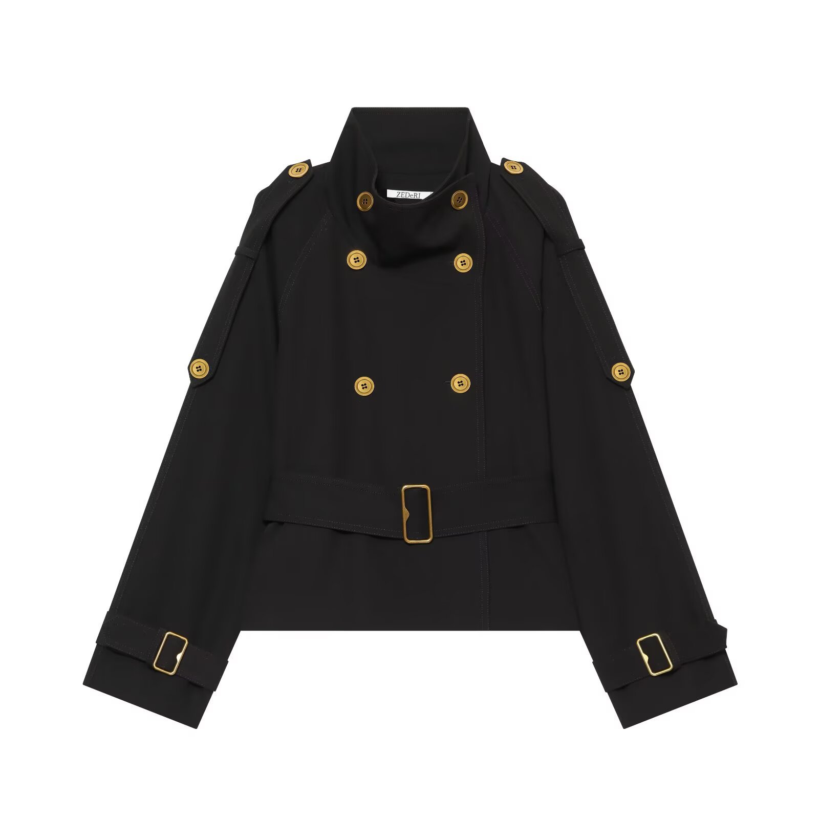 Retro Lapel Design Statement Double-breasted Lace-up Versatile Jacket