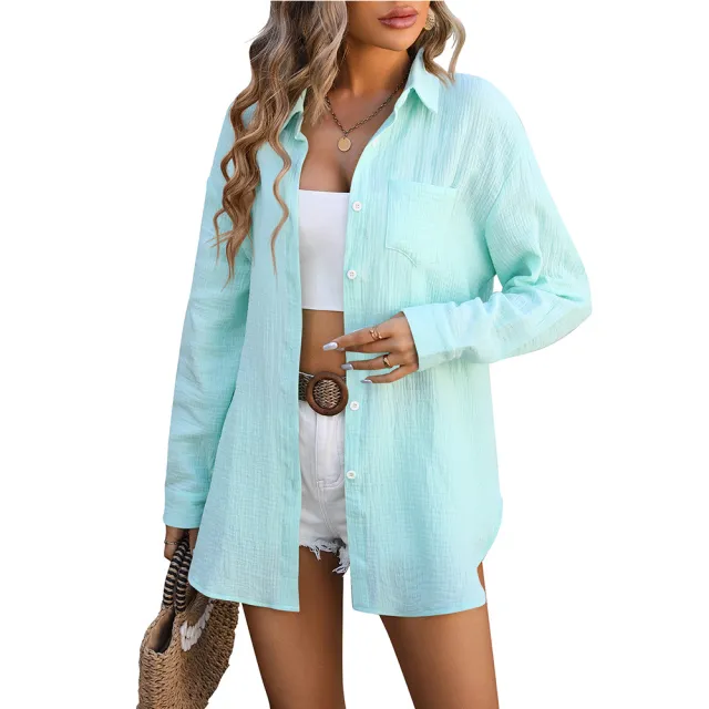 Women's Beach Cover up Champray Casual Shirt Green - Shop at LoveMi