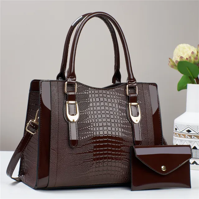 Two piece Set Commuter Hand carrying Bag Large Capacity Crossbody Brown - Shop at LoveMi