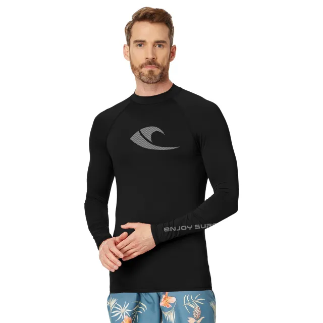 Summer Swimsuit Long Sleeve T shirt Men's Quick drying Sun proof Workout Clothes Black - Shop at LoveMi