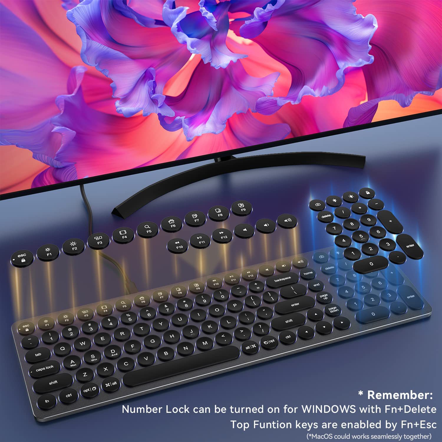 9 i 1 USB-C tastatur støtte 4K HDMI Full Size - Miniatyr 2