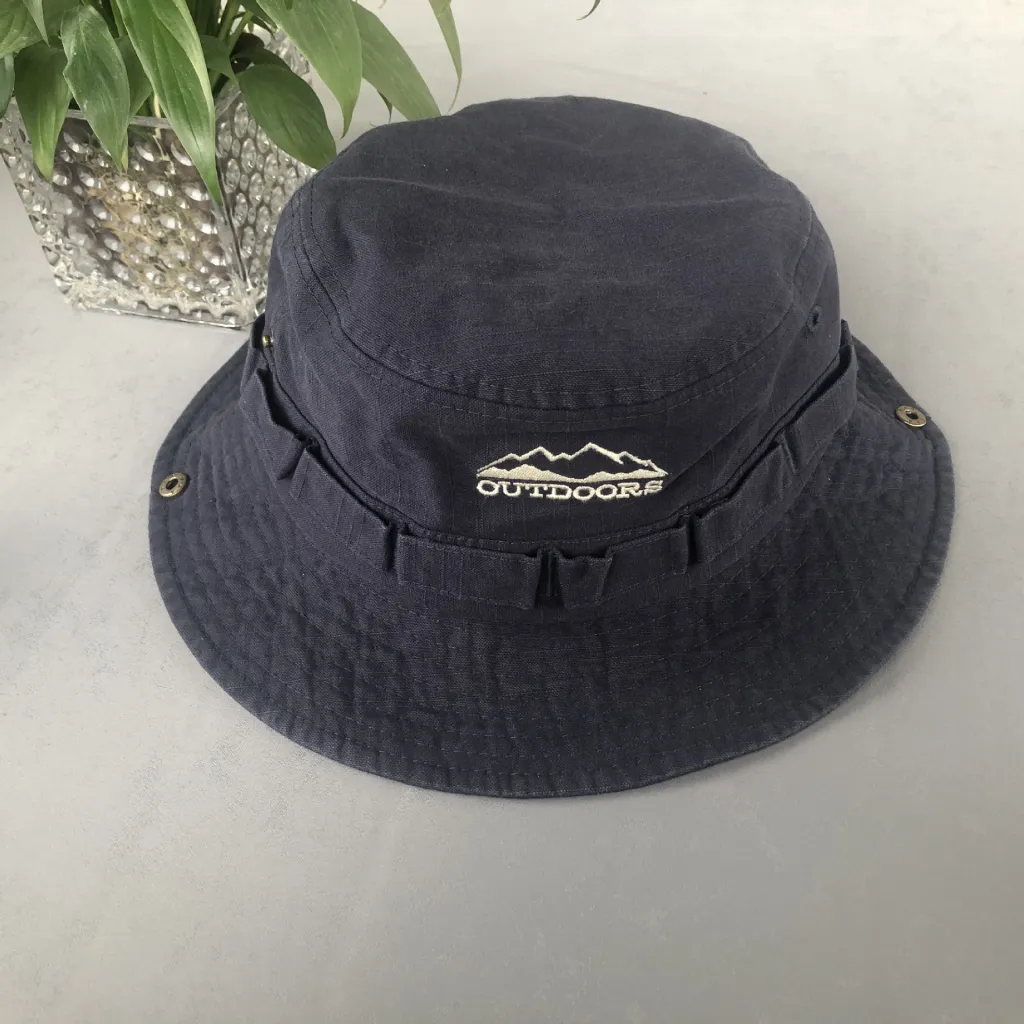 Women's Fashion Breathable Sun Protection Drawstring Big Brim Fisherman Hat - Navy