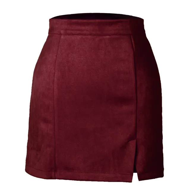 Autumn And Winter Suede A Line Korean Style High Waist Fashion Sexy Skirt Red - Shop at LoveMi