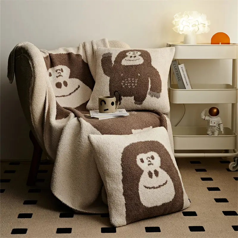 Class A Nordic Instagram Style Knitted Velvet Blanket Chimp Nap Pillowcase