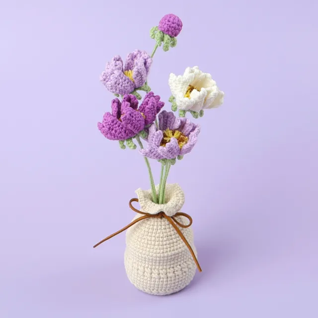 Finished Handmade Wool Woven Home Decoration Tulip Potted Plant Purple Gesang Wool Vase - Shop at LoveMi