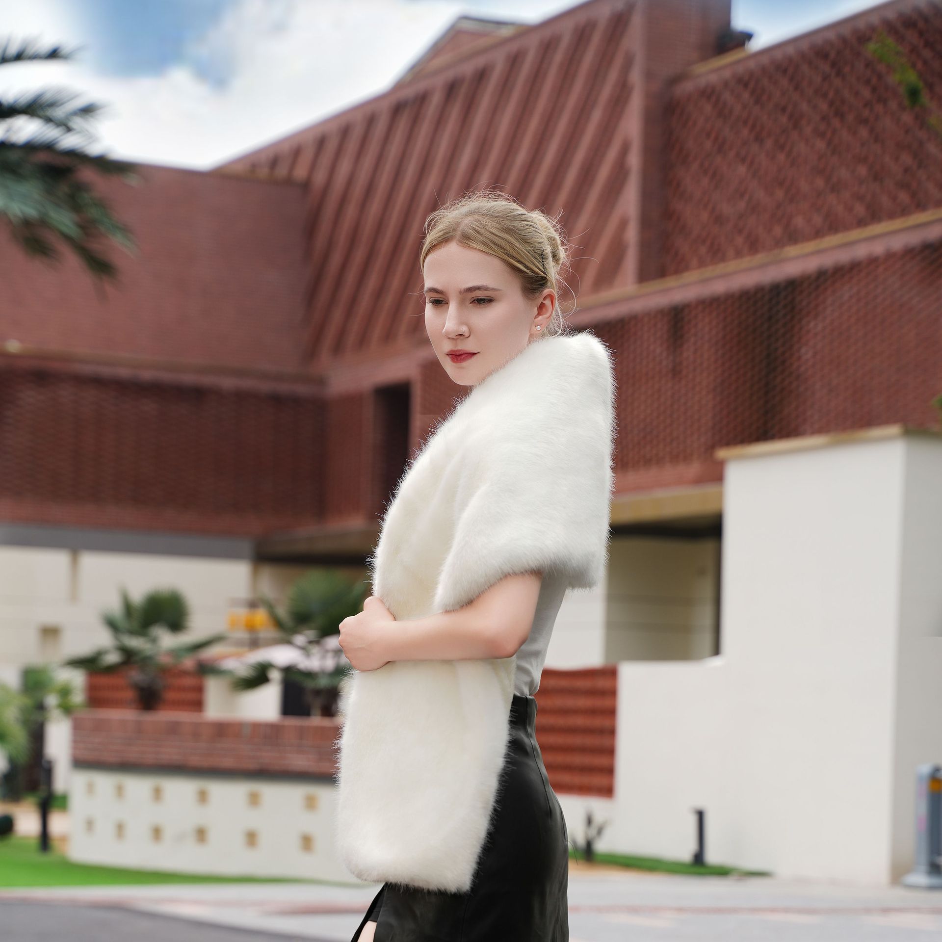 Fur Shawl Dress Warm Faux Fur Coat