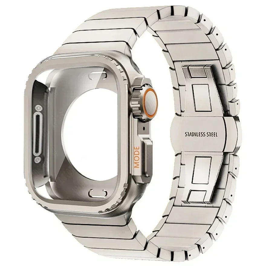 One-piece Butterfly-clasp Stainless Steel Metal Watch Strap