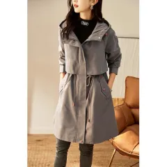 Women's Spring And Autumn Windbreaker Korean Fashion Overcoat - Smoky Grey - View 1