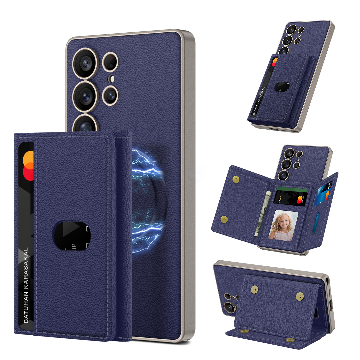Built-in Wireless Charger Phone Case Magnetic Split Wallet Case With Stand - Image 5