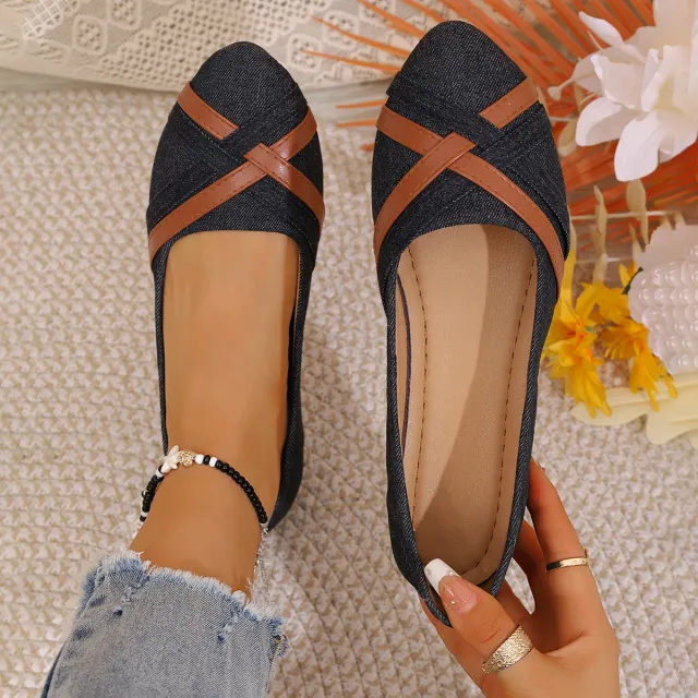 Ins Cross straped Denim Loafers Fashion Lightweight Comfortable Flats Shoes For Women Black - Shop at LoveMi
