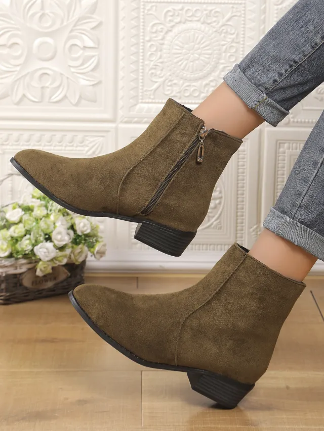 Suede Dr Martens Chunky Heel Short Women's Boots Green - Shop at LoveMi