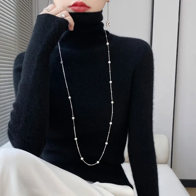 Autumn And Winter Pullover Inner Bottoming Shirt Tight Stretch Women's Black - Shop at LoveMi
