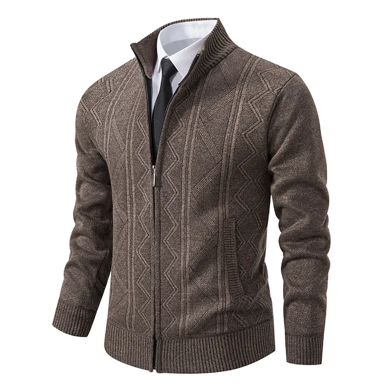 Fall Winter Men Woolen Sweater Men's Cardigan Coat Stand
