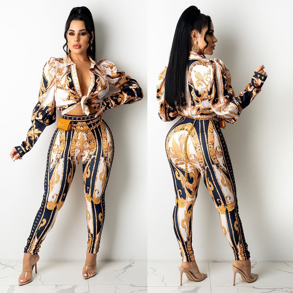 Women's Fashion Printed Two-piece Suit