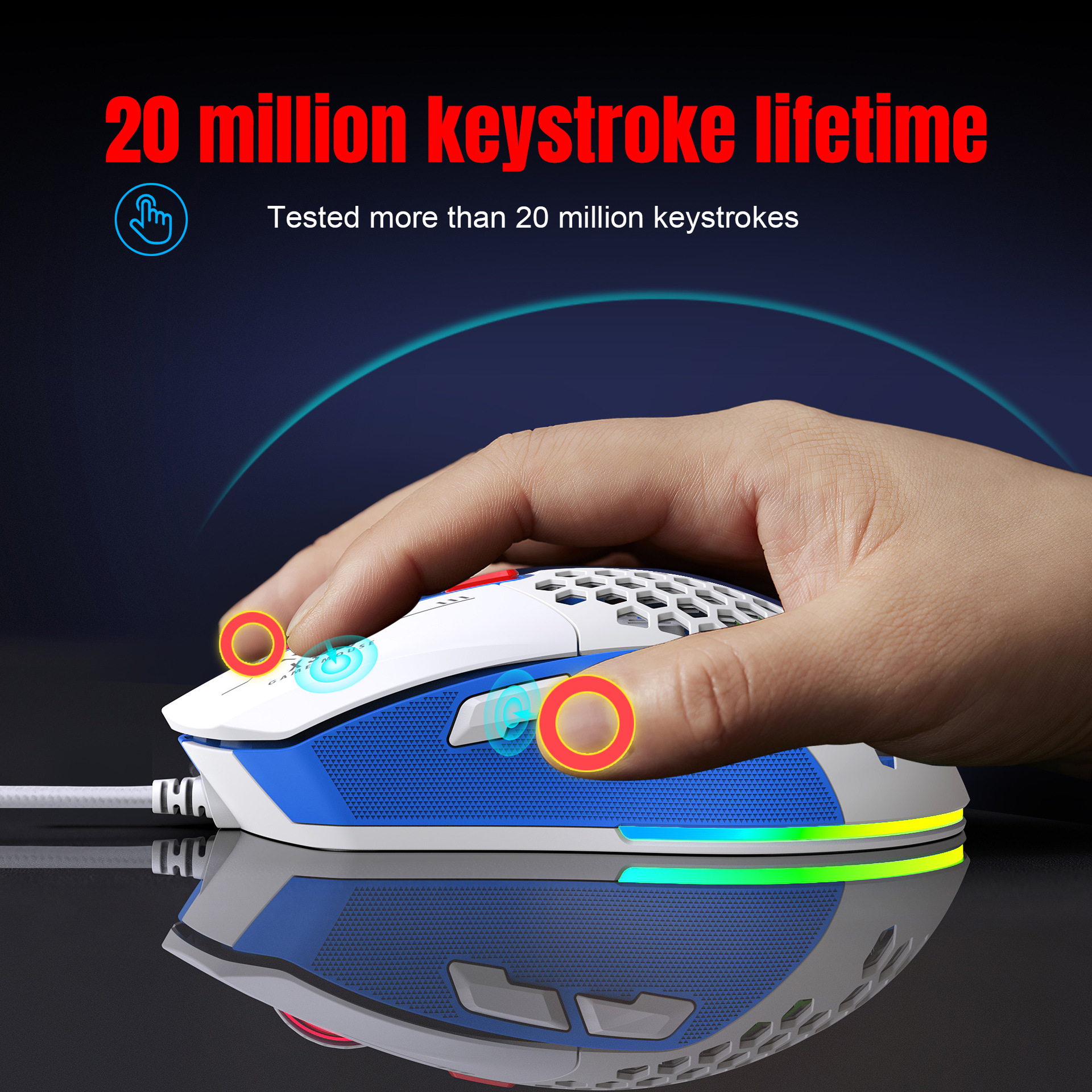 Hollow Out Wired E-sports mus RGB Luminous Lightweight - Miniatyr 29