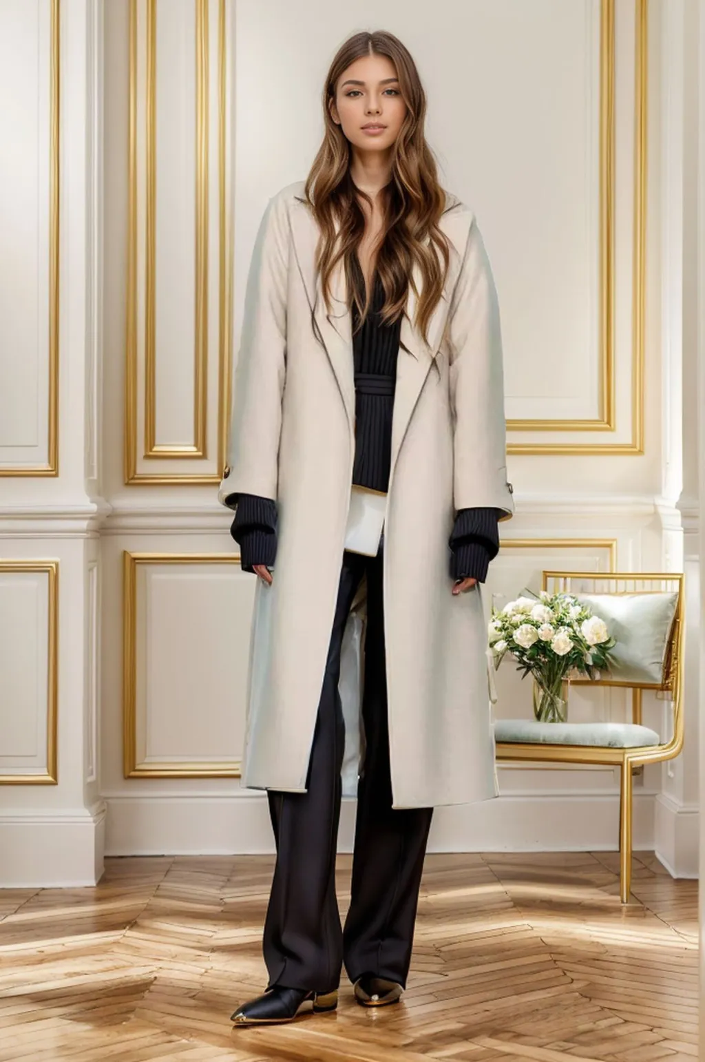 Autumn And Winter Women's Wool Coat Jacket - Ivory White