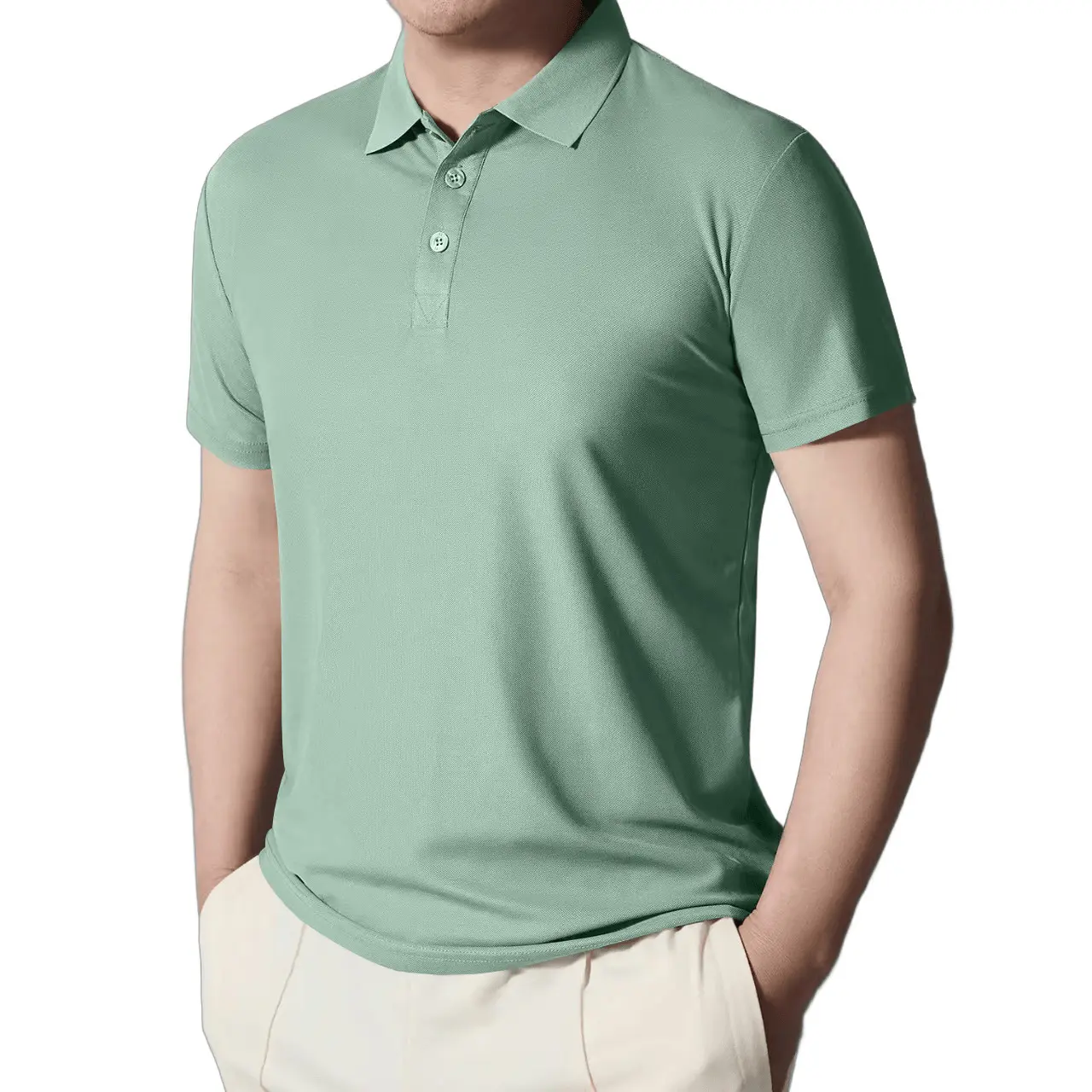 Casual Lapel Solid-Color Quick-Drying Business T-Shirt