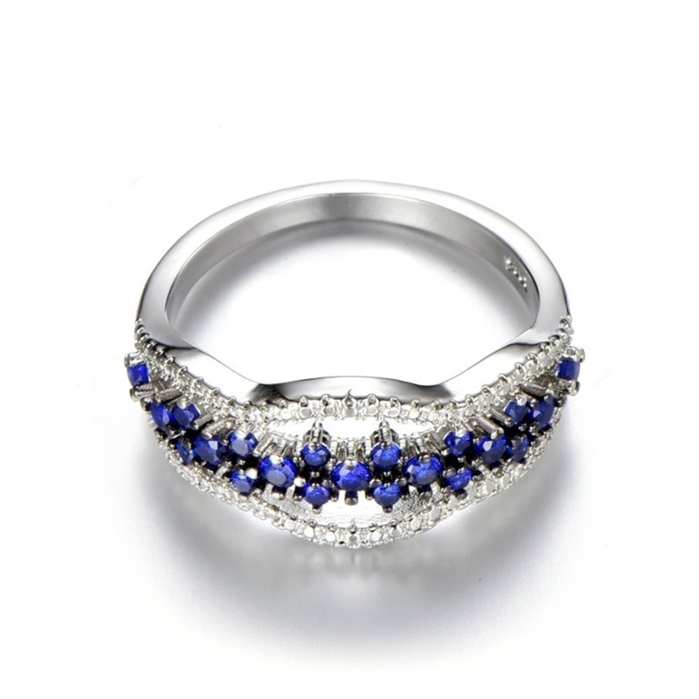 925 Silver Plated Sapphire Ring