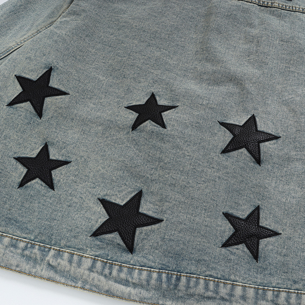 XINGX Veneer Embroidery Stitching Denim Clothes Jacket