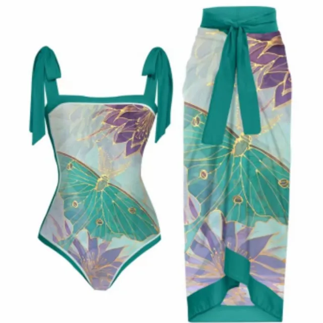 Conservative Gauze Skirt Sun Protection One piece Two piece Suit Green - Shop at LoveMi