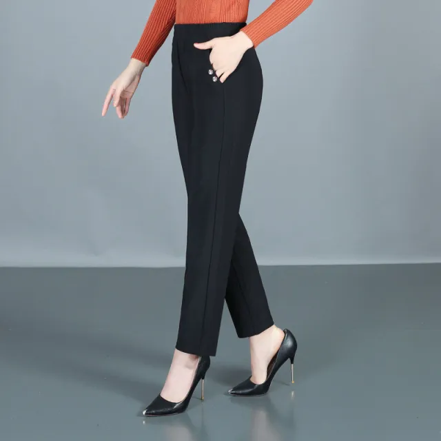Spring And Autumn Middle aged Mom Pants Straight leg Trousers Spring And Autumn Black - Shop at LoveMi