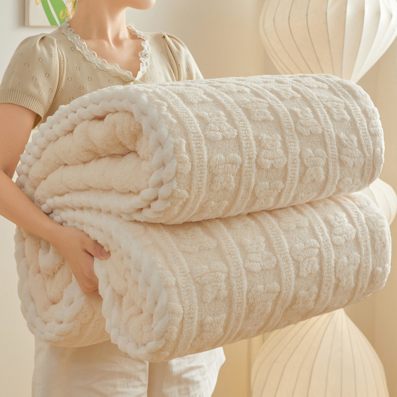 Milk Velvet Throw Blanket, 3D Embossed