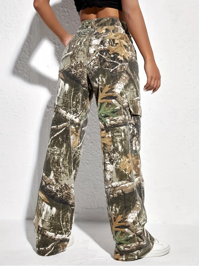 Women's Fashion Printed Casual Loose Denim Trousers Color S - Shop at LoveMi