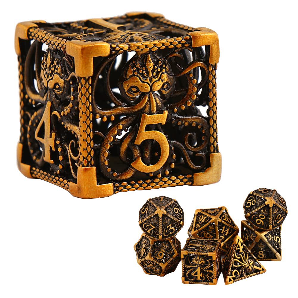Copper Hollow Metal Dice Suit Polyhedron - Image 2