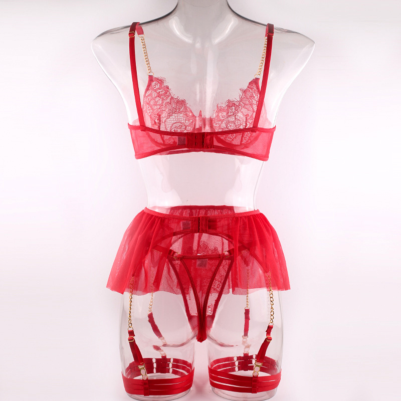 Chain With Steel Ring Garter Gauze Skirt Tight Chest Suit