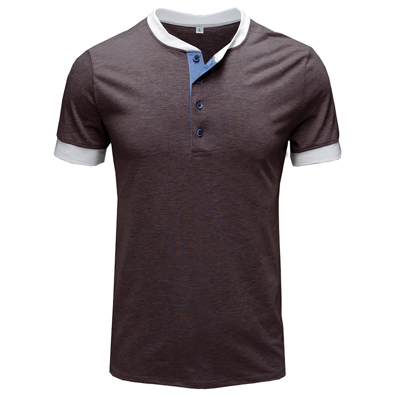 Title 19, Mens New Solid Color Patchwork Short Sleeve T-...